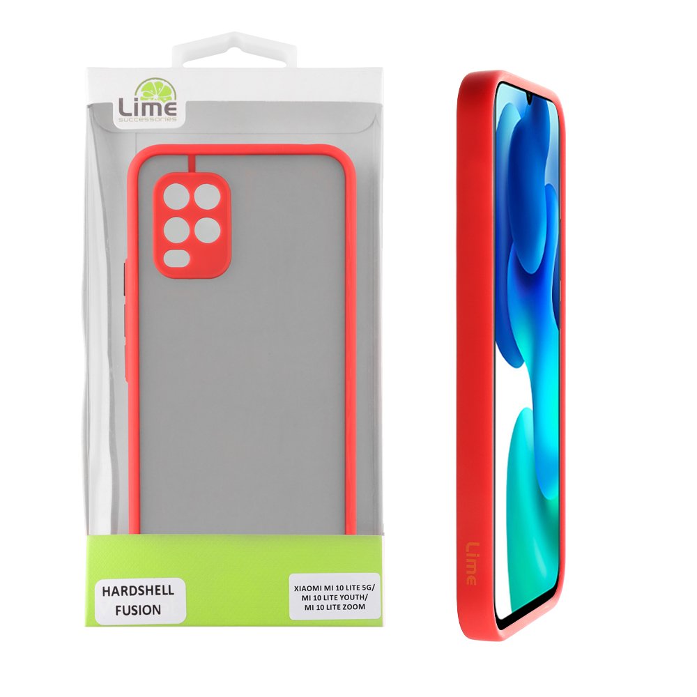 LIME ΘΗΚΗ XIAOMI MI 10 LITE 5G/ MI 10 LITE YOUTH/ MI 10 LITE ZOOM 6.57" HARDSHELL FUSION FULL CAMERA PROTECTION RED WITH BLACK K