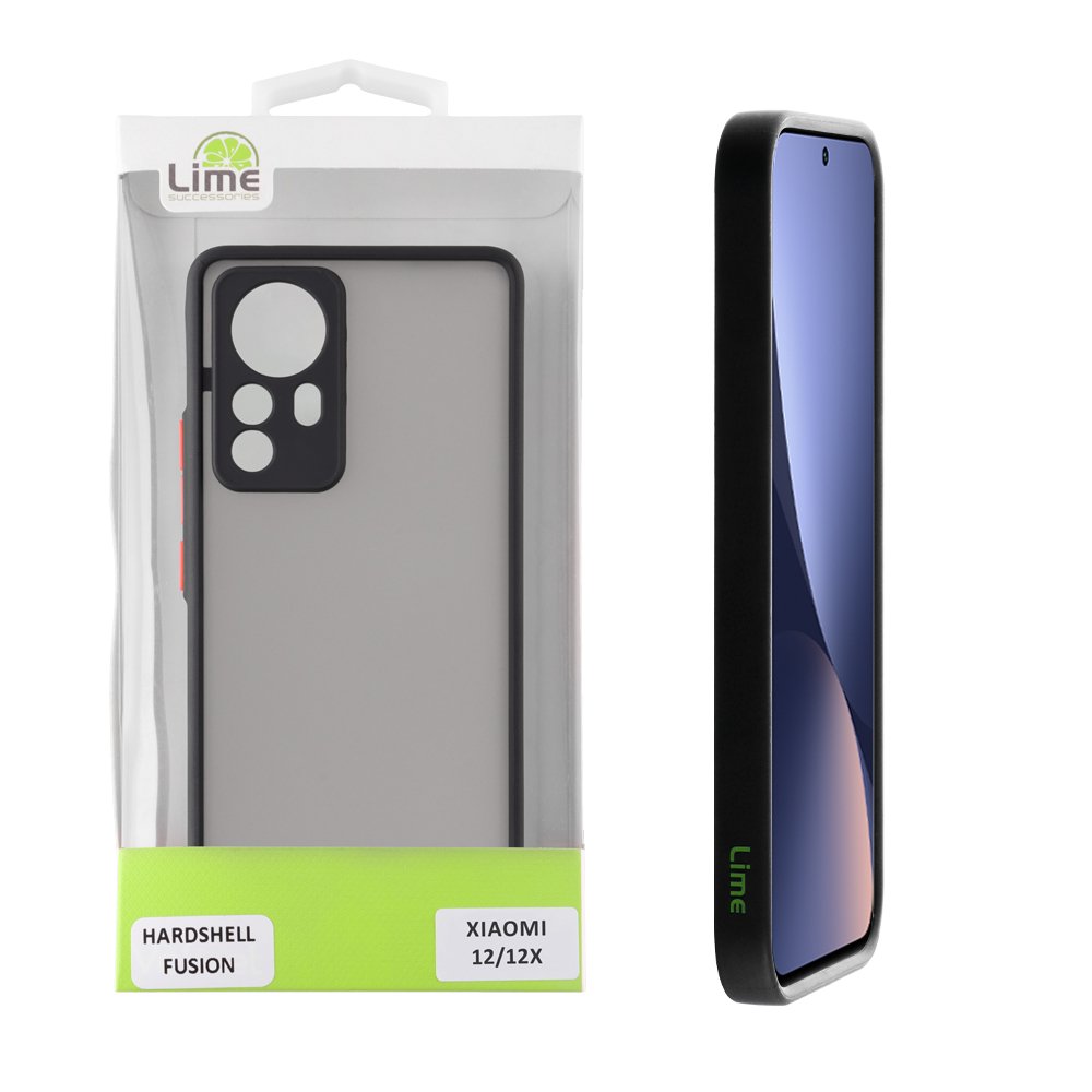 LIME ΘΗΚΗ XIAOMI 12/12X 6.28" HARDSHELL FUSION FULL CAMERA PROTECTION BLACK WITH RED KEYS