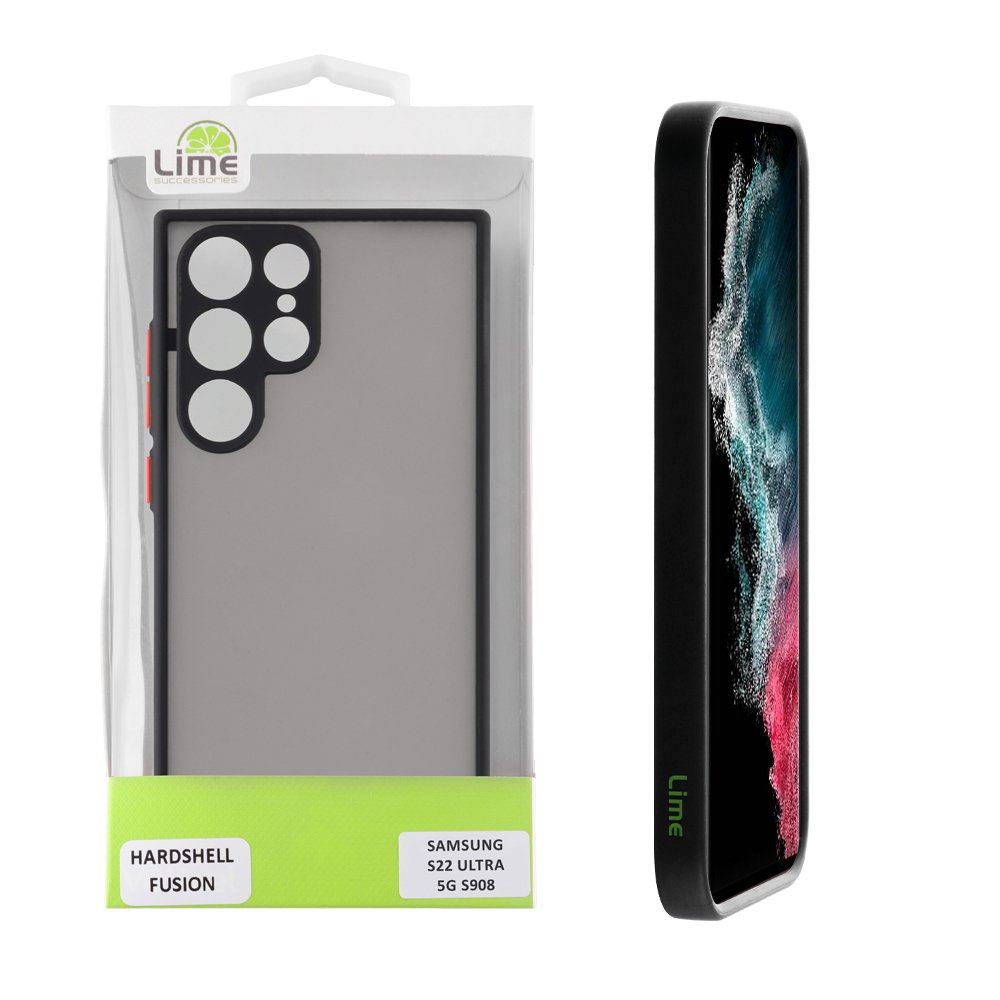 LIME ΘΗΚΗ SAMSUNG S22 ULTRA 5G S908 6.8" HARDSHELL FUSION FULL CAMERA PROTECTION BLACK WITH RED KEYS