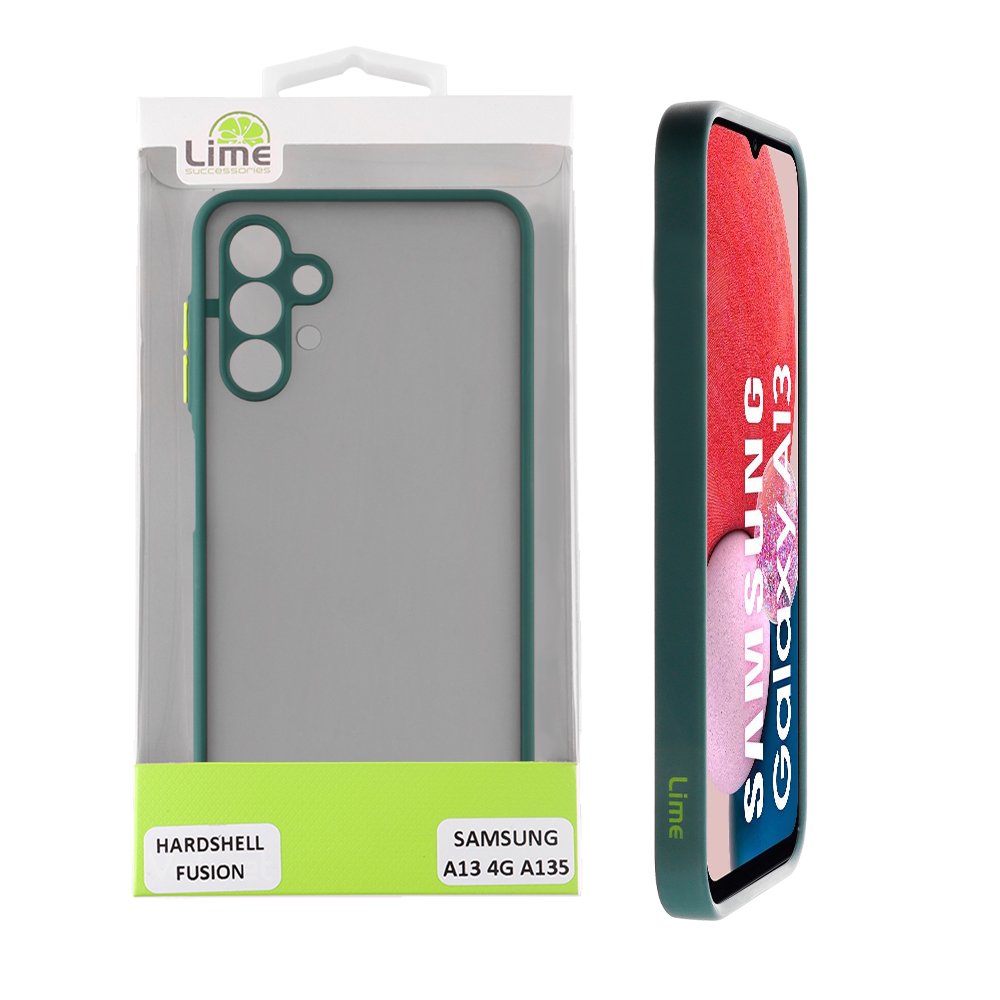 LIME ΘΗΚΗ SAMSUNG A13 4G A135/A137 6.6" HARDSHELL FUSION FULL CAMERA PROTECTION GREEN WITH ORANGE KEYS