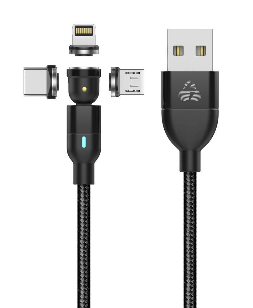 POWERTECH καλώδιο USB σε 3in1 magnet PTR-0103, μαγνητικό, 15W, 2m, μαύρο
