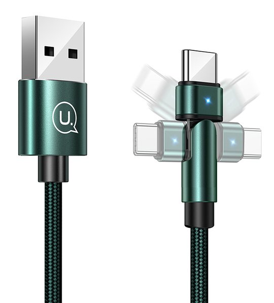 USAMS καλώδιο USB-C σε USB SJ477, περιστρεφόμενο βύσμα, 10W, 1m, πράσινο