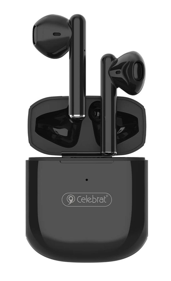 CELEBRAT earphones με θήκη φόρτισης W16, True Wireless, Φ13mm, μαύρα