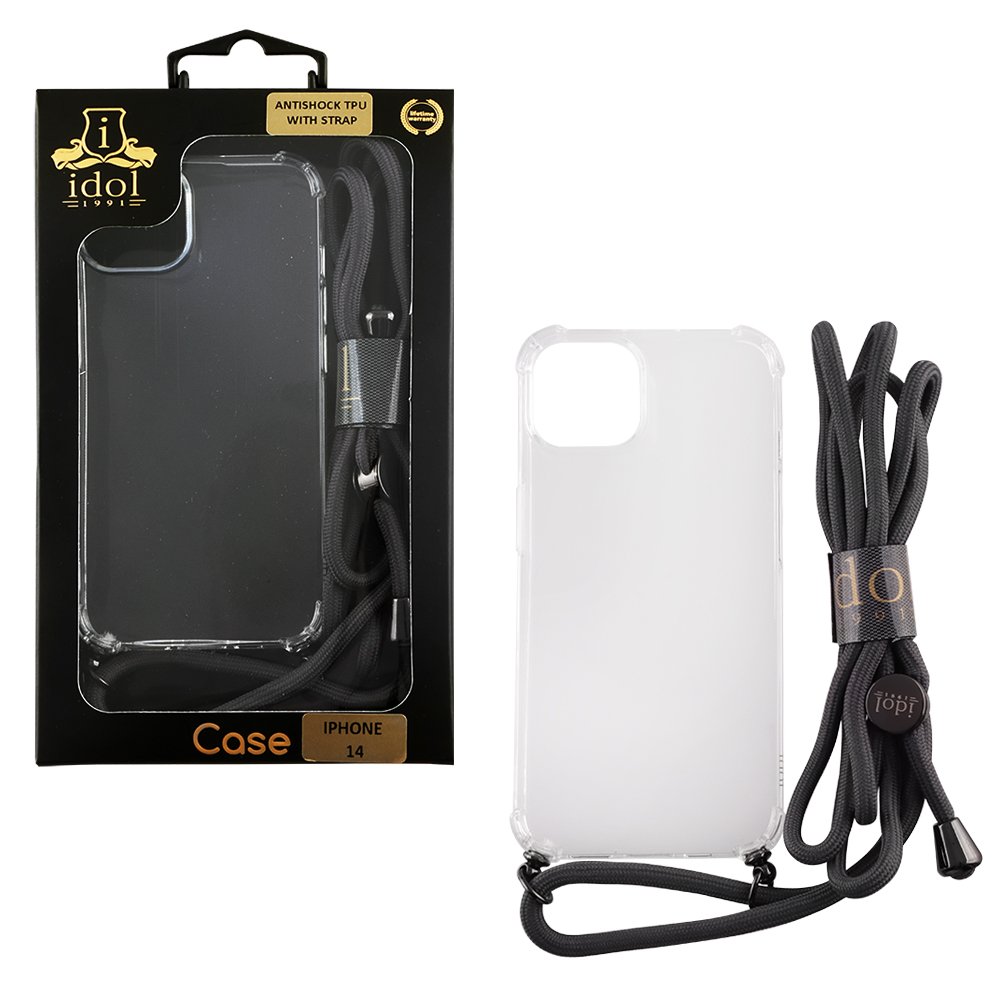 IDOL 1991 ΘΗΚΗ IPHONE 14 6.1" ANTISHOCK AIR TPU WITH STRAP CAMERA GUARD ΔΙΑΦΑΝΗ