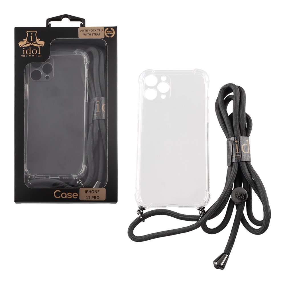 IDOL 1991 ΘΗΚΗ IPHONE 11 PRO 5.8" ANTISHOCK AIR TPU WITH STRAP FULL CAMERA PROTECTION ΔΙΑΦΑΝΗ