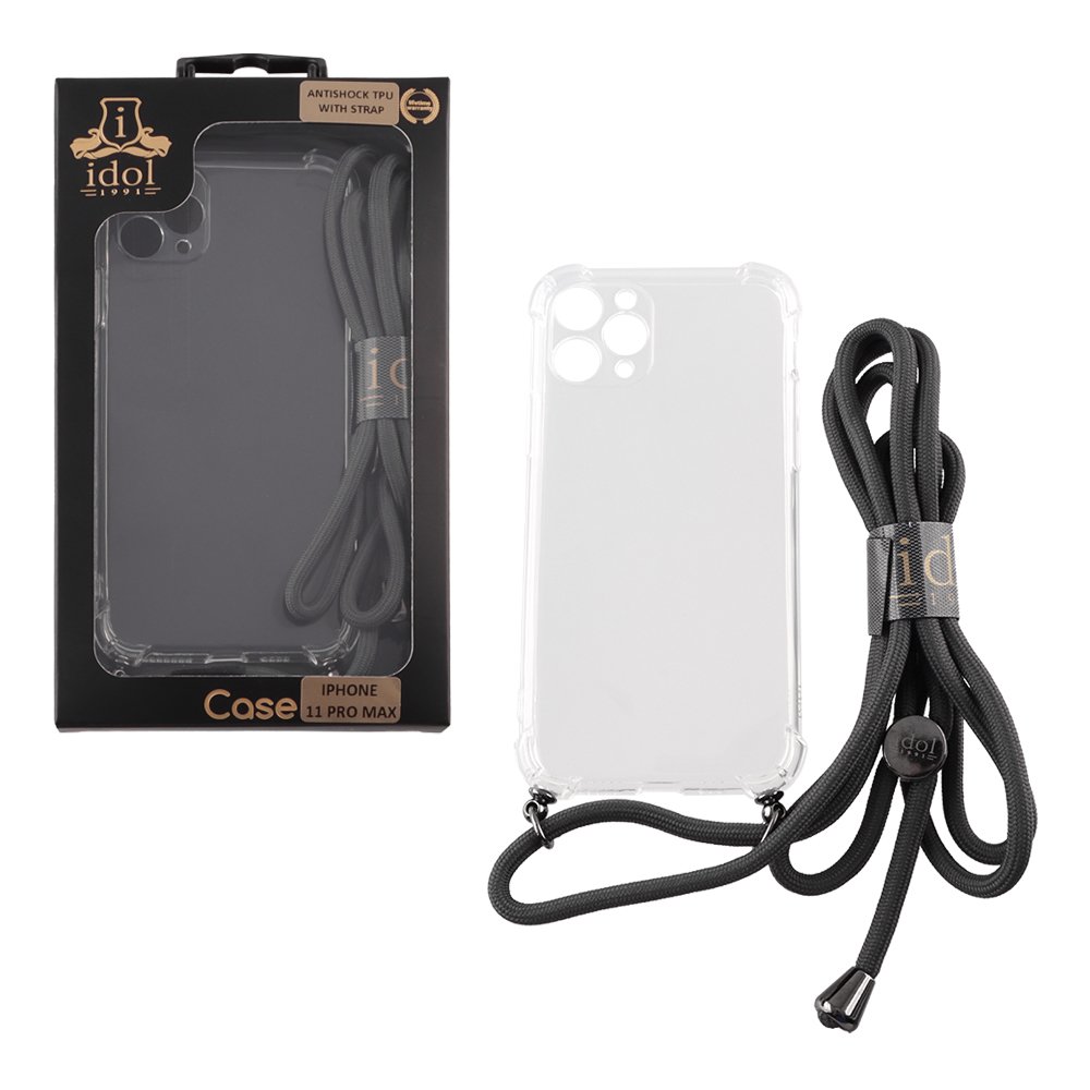 IDOL 1991 ΘΗΚΗ IPHONE 11 PRO MAX 6.5" ANTISHOCK AIR TPU WITH STRAP FULL CAMERA PROTECTION ΔΙΑΦΑΝΗ