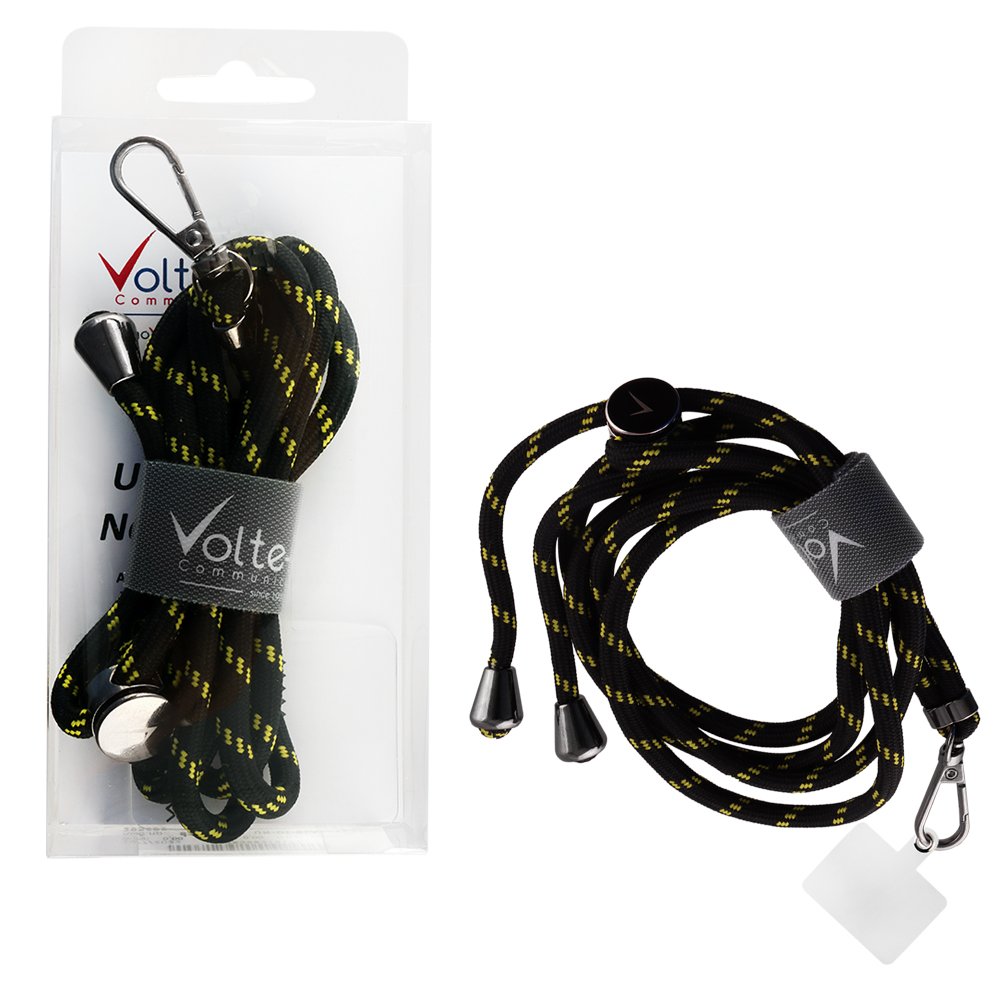 VOLTE-TEL NECK STRAP - ΛΟΥΡΑΚΙ ΛΑΙΜΟΥ ΓΙΑ ΘΗΚΕΣ ΜΑΥΡΟ-ΚΙΤΡΙΝΟ VT04