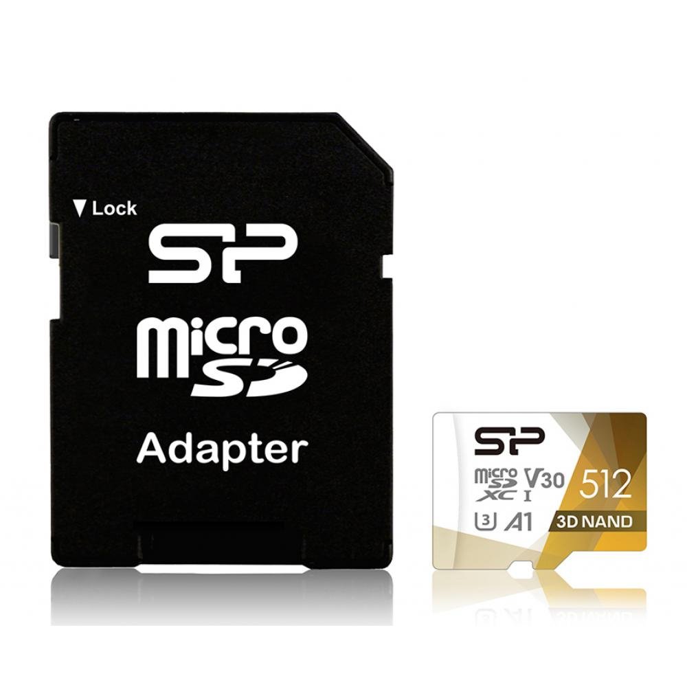 SILICON POWER micro SDHC 512GB CLASS 10 UHS-1 U3 V30 SUPERIOR PRO R100/W80 MB/S + SD ADAPTOR SP512GBSTXDU3V20AB