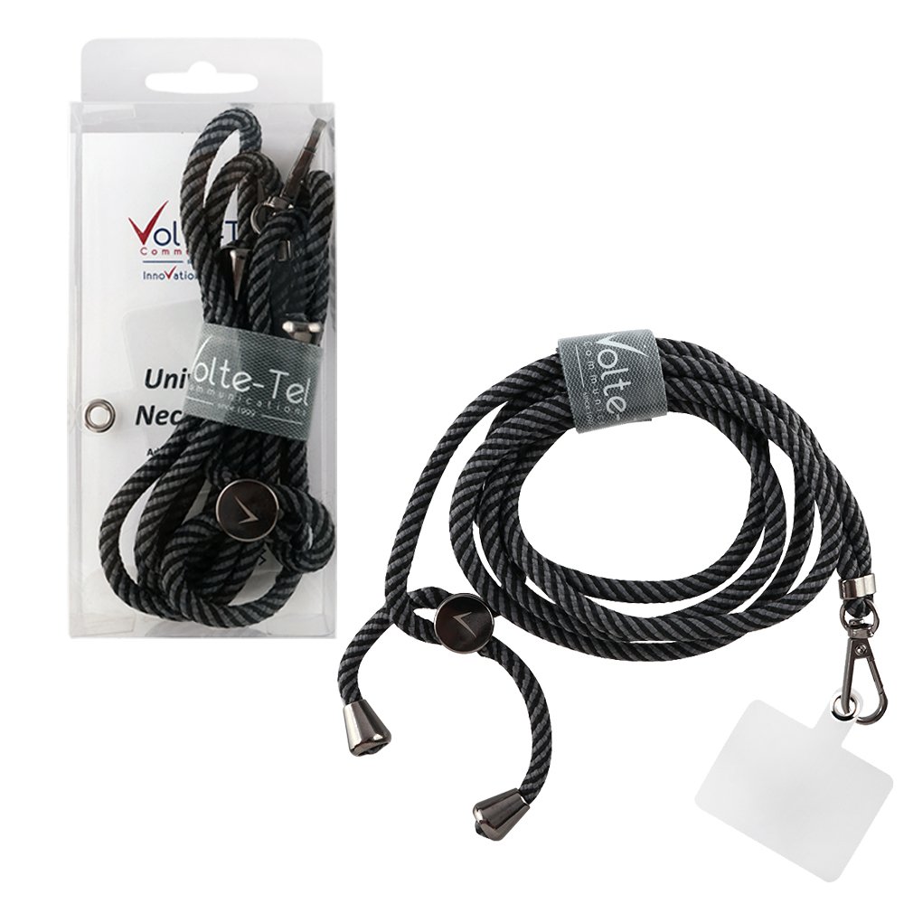 VOLTE-TEL NECK STRAP - ΛΟΥΡΑΚΙ ΛΑΙΜΟΥ ΓΙΑ ΘΗΚΕΣ ΜΑΥΡΟ - ΓΚΡΙ ΡΙΓΕΣ VT18
