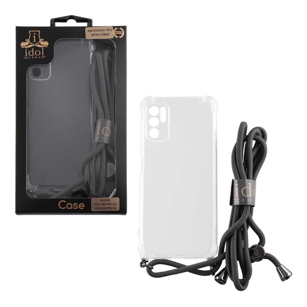 IDOL 1991 ΘΗΚΗ XIAOMI POCO M3 PRO 4G/POCO M3 PRO 5G 6.5" ANTISHOCK AIR TPU WITH STRAP FULL CAMERA PROTECTION ΔΙΑΦΑΝΗ
