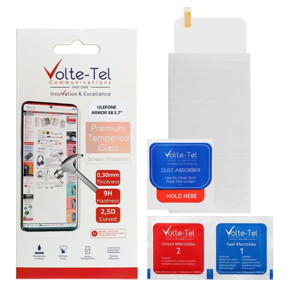 VOLTE-TEL TEMPERED GLASS ULEFONE ARMOR X8 5.7" 9H 0.30mm 2.5D FULL GLUE