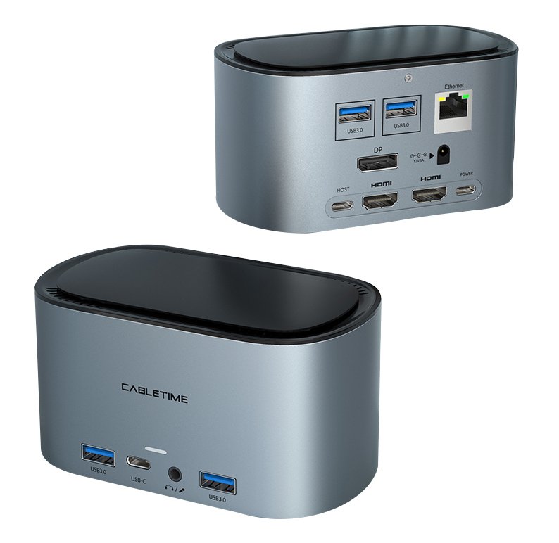 CABLETIME docking station DOCK131-AG2 11 θύρες & θήκη M.2, 4K 100W, γκρι