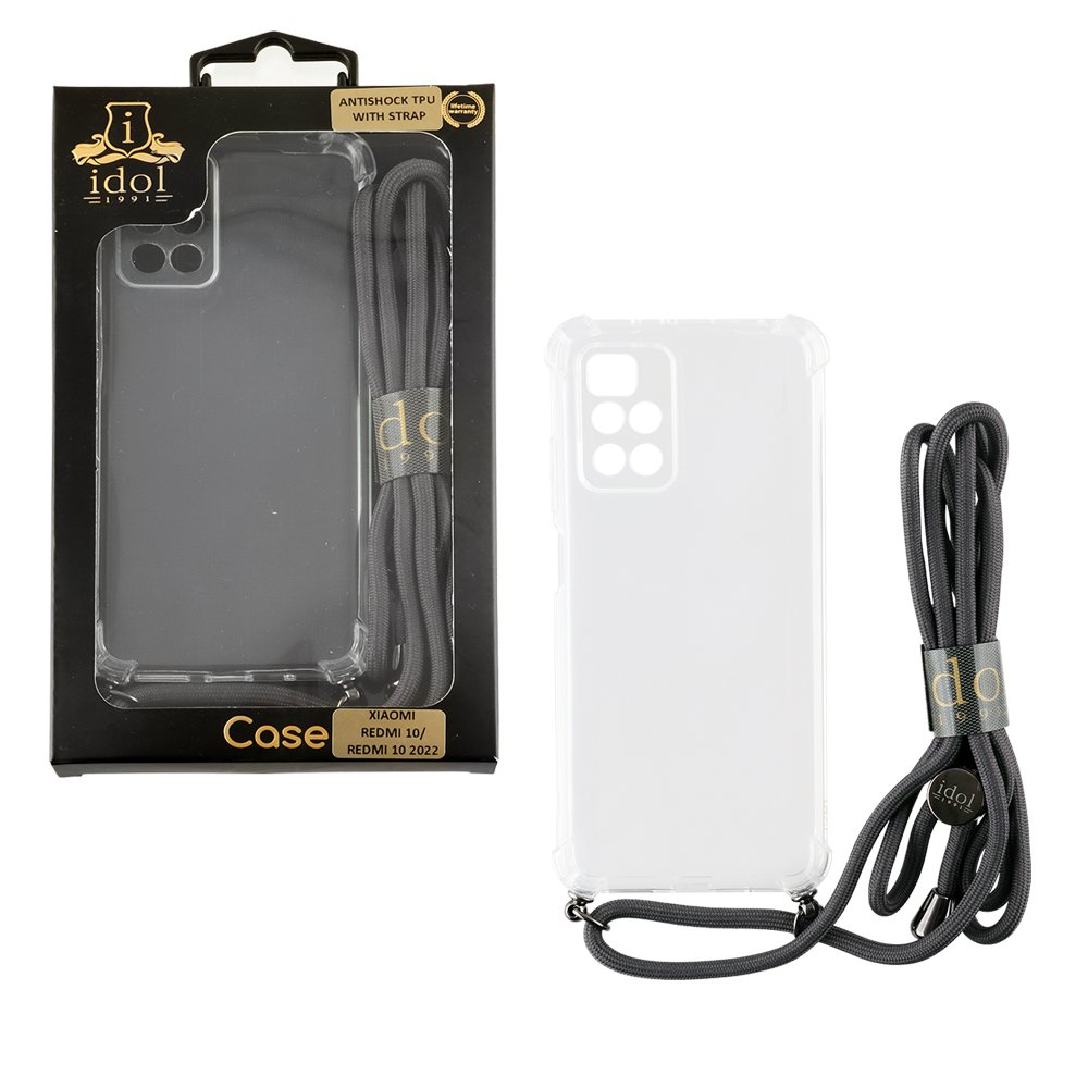 IDOL 1991 ΘΗΚΗ XIAOMI REDMI 10/REDMI 10 2022 6.5" ANTISHOCK AIR TPU WITH STRAP FULL CAMERA PROTECTION ΔΙΑΦΑΝΗ