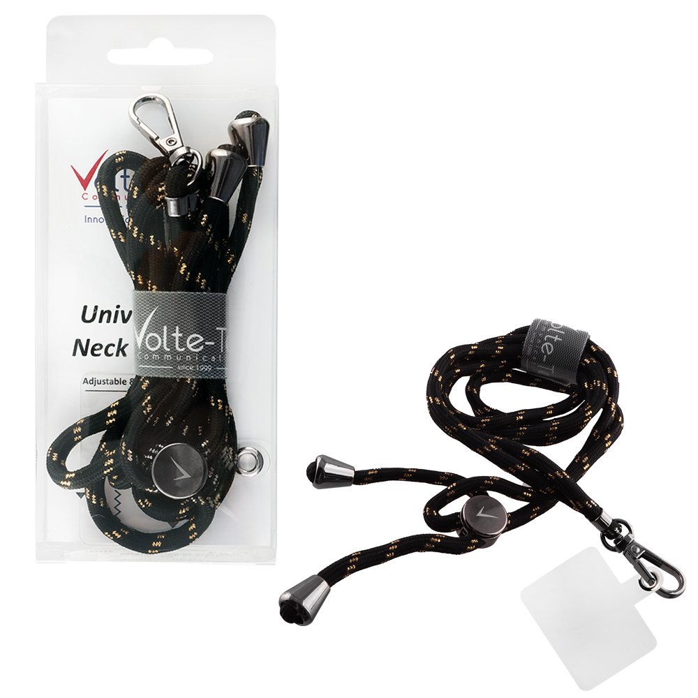 VOLTE-TEL NECK STRAP - ΛΟΥΡΑΚΙ ΛΑΙΜΟΥ ΓΙΑ ΘΗΚΕΣ ΜΑΥΡΟ-ΧΡΥΣΟ VT02