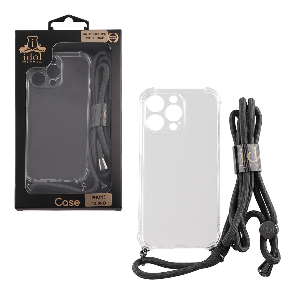 IDOL 1991 ΘΗΚΗ IPHONE 13 PRO 6.1" ANTISHOCK AIR TPU WITH STRAP FULL CAMERA PROTECTION ΔΙΑΦΑΝΗ