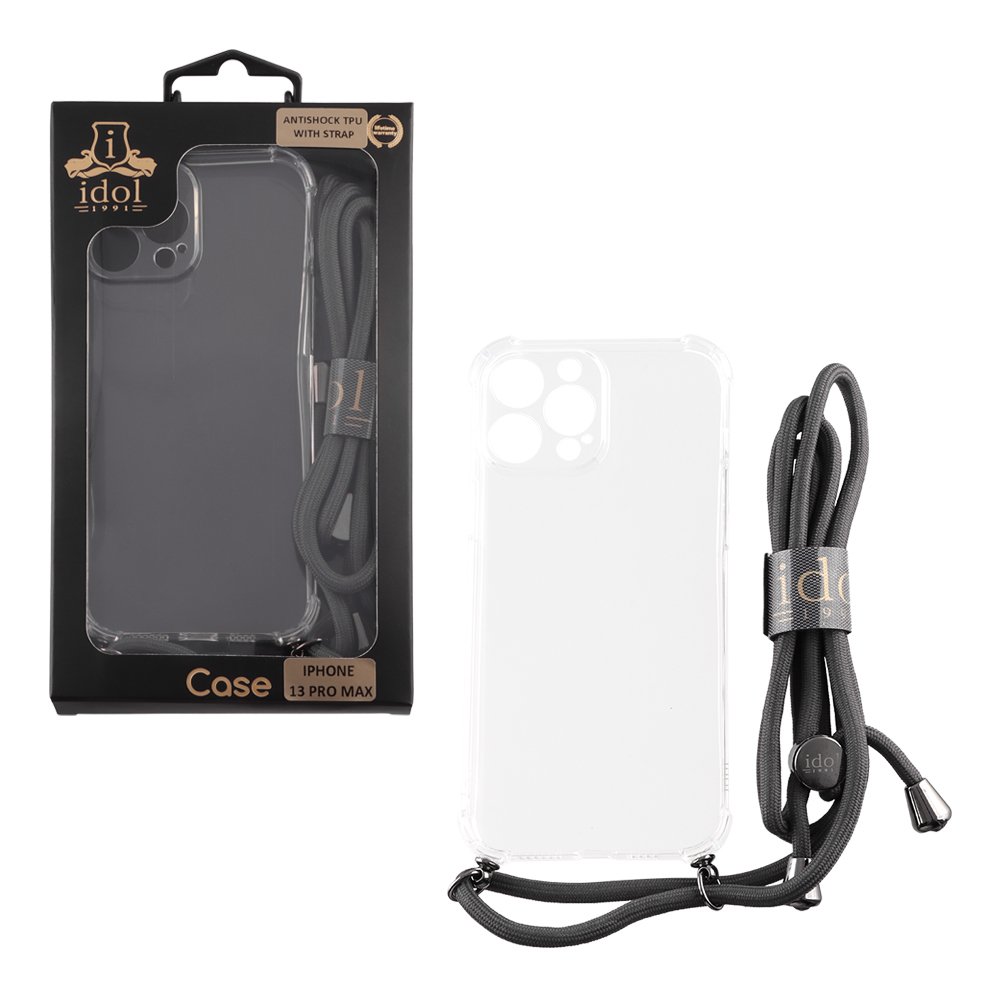 IDOL 1991 ΘΗΚΗ IPHONE 13 PRO MAX 6.7" ANTISHOCK AIR TPU WITH STRAP FULL CAMERA PROTECTION ΔΙΑΦΑΝΗ