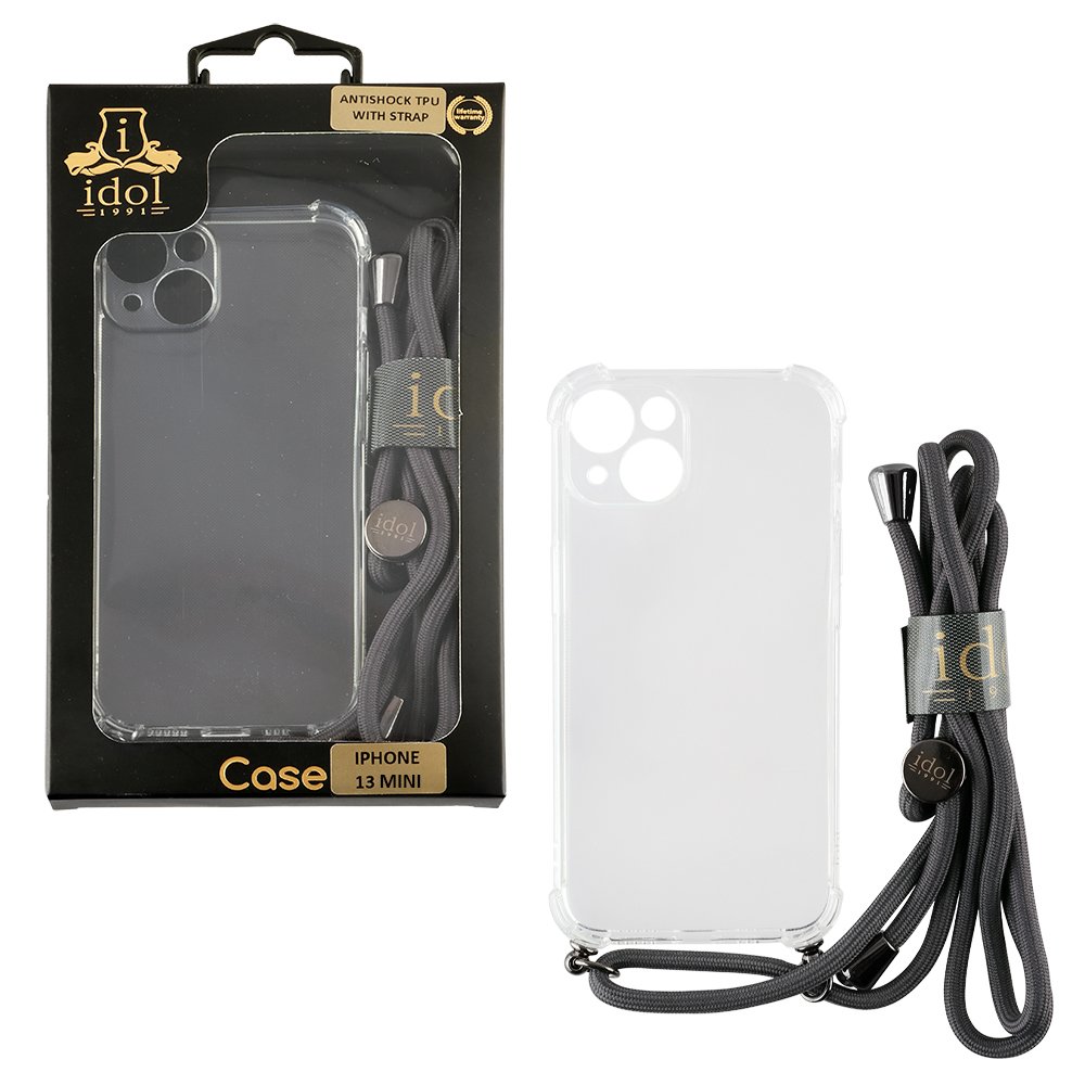 IDOL 1991 ΘΗΚΗ IPHONE 13 MINI 5.4" ANTISHOCK AIR TPU WITH STRAP FULL CAMERA PROTECTION ΔΙΑΦΑΝΗ
