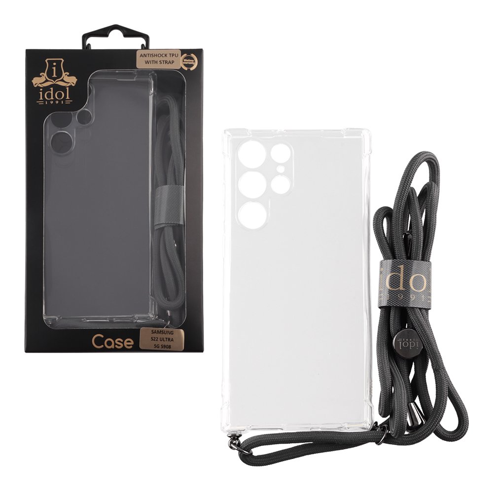 IDOL 1991 ΘΗΚΗ SAMSUNG S22 ULTRA 5G S908 6.8" ANTISHOCK AIR TPU WITH STRAP FULL CAMERA PROTECTION ΔΙΑΦΑΝΗ