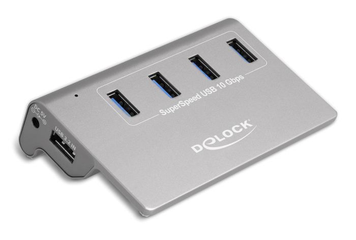 DELOCK USB hub 64181, 4x USB θύρες, 10 Gbps, γκρι