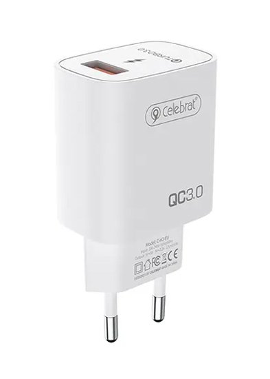 CELEBRAT φορτιστής τοίχου C-H2-EU, USB QC3.0, 18W, λευκός