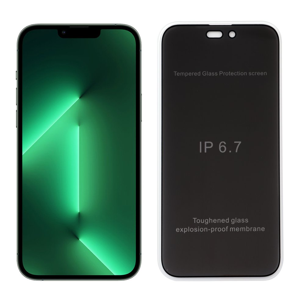 IDOL 1991 TEMPERED GLASS IPHONE 14 PRO MAX 6.7" 9H 0.30mm PREMIUM PRIVACY ANTISPY SEMI CURVED FULL GLUE BLACK
