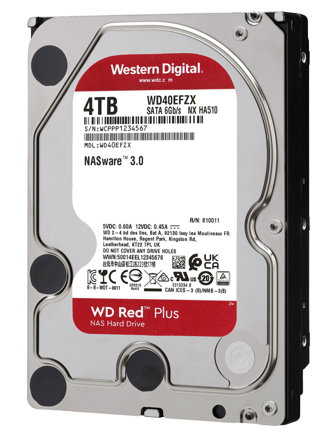 WD σκληρός δίσκος NAS 3.5" Red Plus, 4TB, 128MB cache, 5400RPM, SATA III