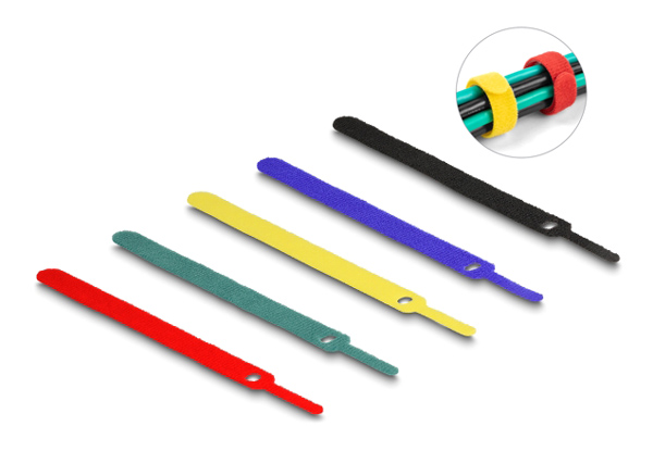 DELOCK δεματικά καλωδίων 19076, τύπου velcro, 12x150mm, πολύχρωμα, 10τμχ