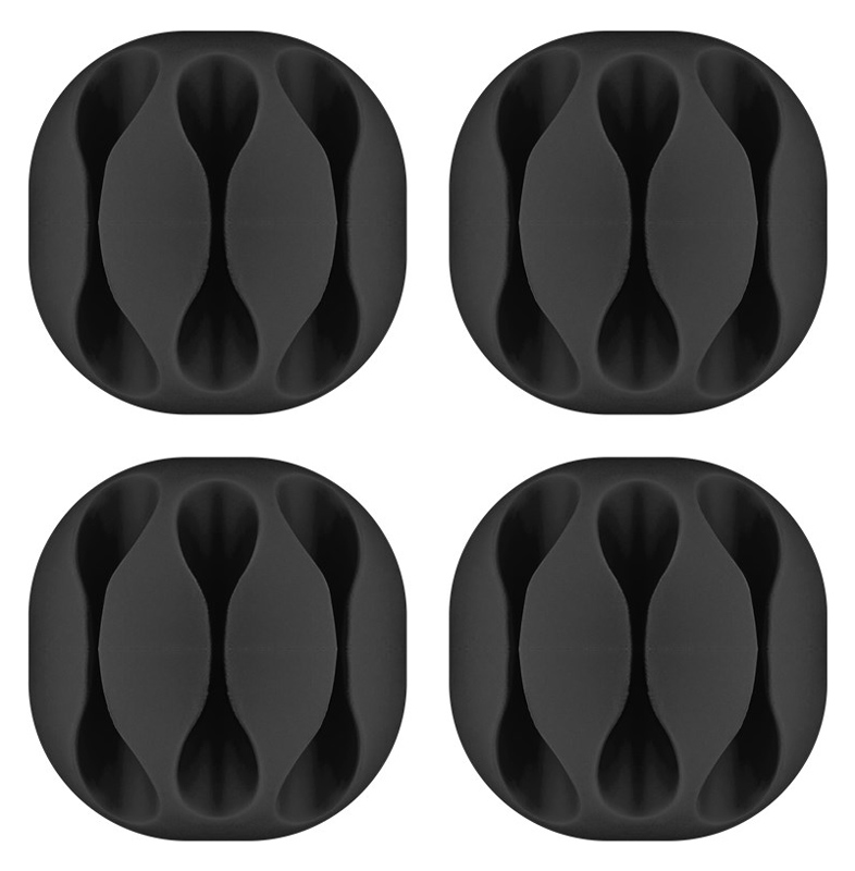 GOOBAY οργανωτές καλωδίων σιλικόνης 70398, 3 θέσεων, Φ5.4mm, μαύρο, 4τμχ