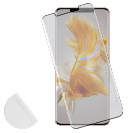 IDOL 1991 TEMPERED GLASS HUAWEI MATE 50 PRO 6.74" 9H 0.30mm 3D FULL GLUE SEMI CURVED FINGER UNLOCK BLACK + SQUEEZY CARD