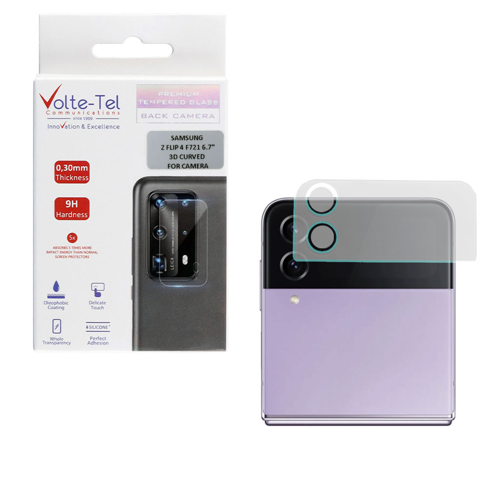 VOLTE-TEL TEMPERED GLASS SAMSUNG Z FLIP 4 5G F721 6.7" 9H 0.25mm 3D CURVED FOR CAMERA