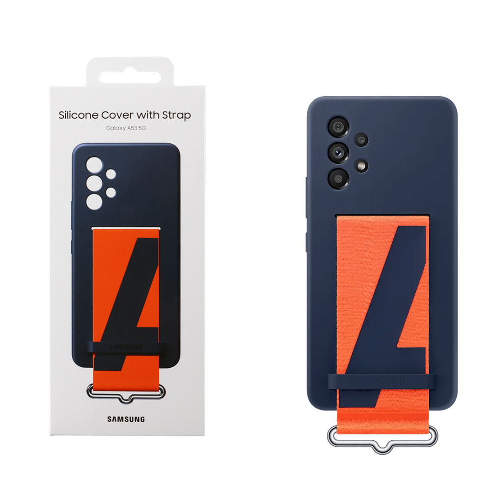 ΘΗΚΗ SAMSUNG A53 5G A536 SILICONE COVER WITH STRAP EF-GA536TNEGWW NAVY PACKING OR