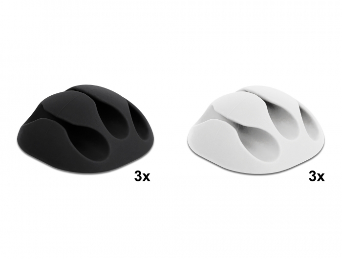 DELOCK οργανωτής καλωδίων 18346, 3 θέσεις, Φ5mm, μαύρο-άσπρο, 6τμχ