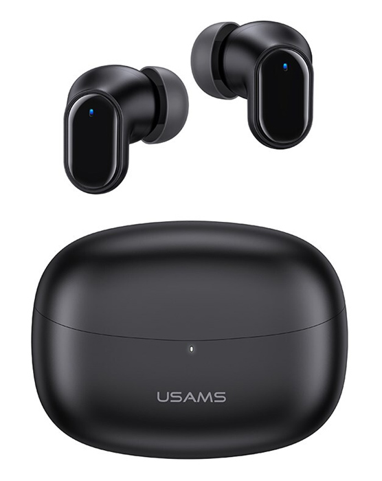 USAMS earphones με θήκη φόρτισης BH11, True Wireless, μαύρα