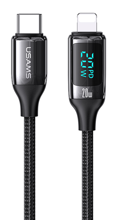 USAMS καλώδιο Lightning σε USB-C US-SJ545, 20W PD, 1.2m, μαύρο