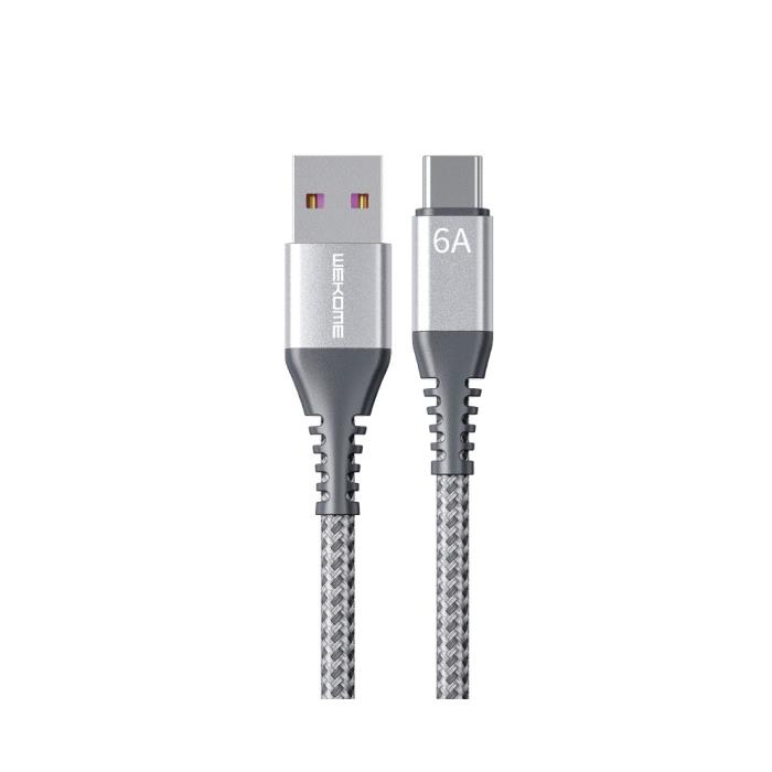 Charging Cable WK TYPE-C Raython Silver 1m WDC-169 6A 0