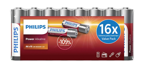 PHILIPS Power αλκαλικές μπαταρίες LR6P16F/10, AA LR6 1.5V, 16τμχ