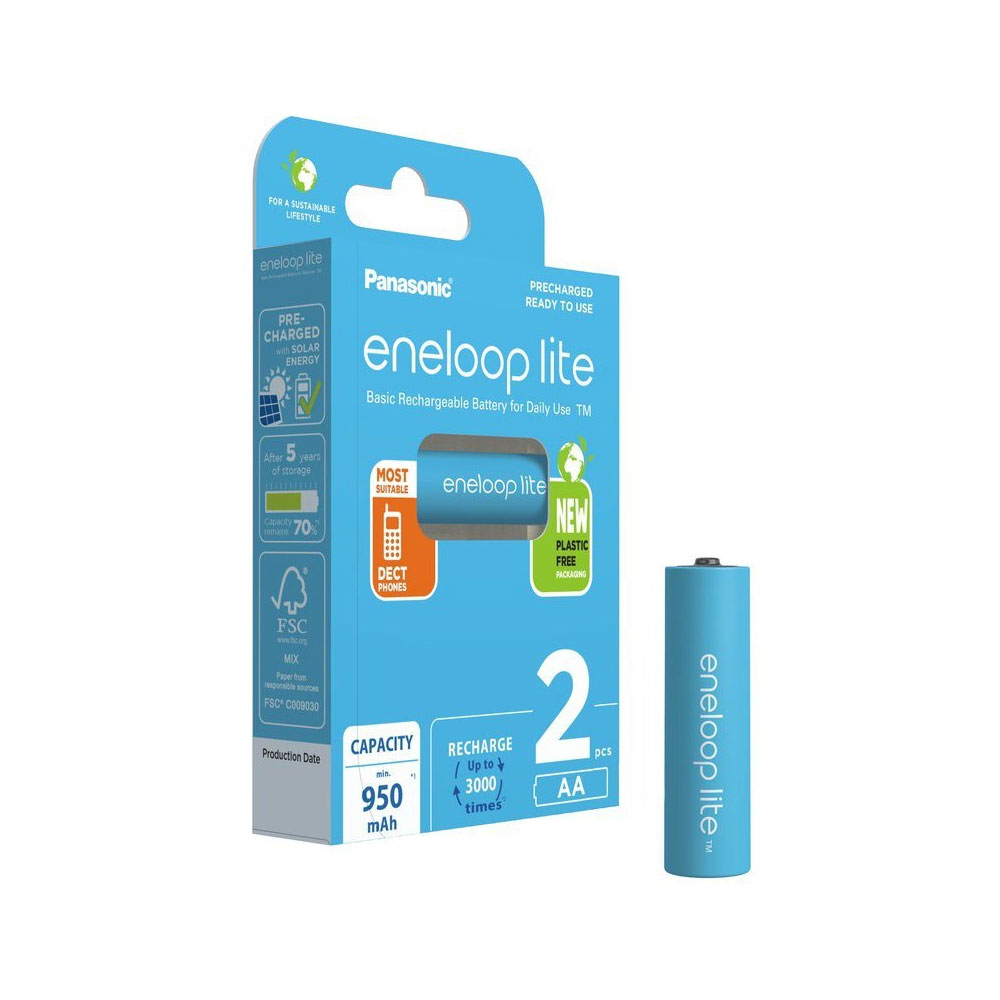PANASONIC ENELOOP LITE ΕΠΑΝΑΦΟΡΤΙΖΟΜΕΝΕΣ ΜΠΑΤΑΡΙΕΣ AA/HR06 950mAh Ni-Mh BK-3LCCE/2BE 2/BLISTER