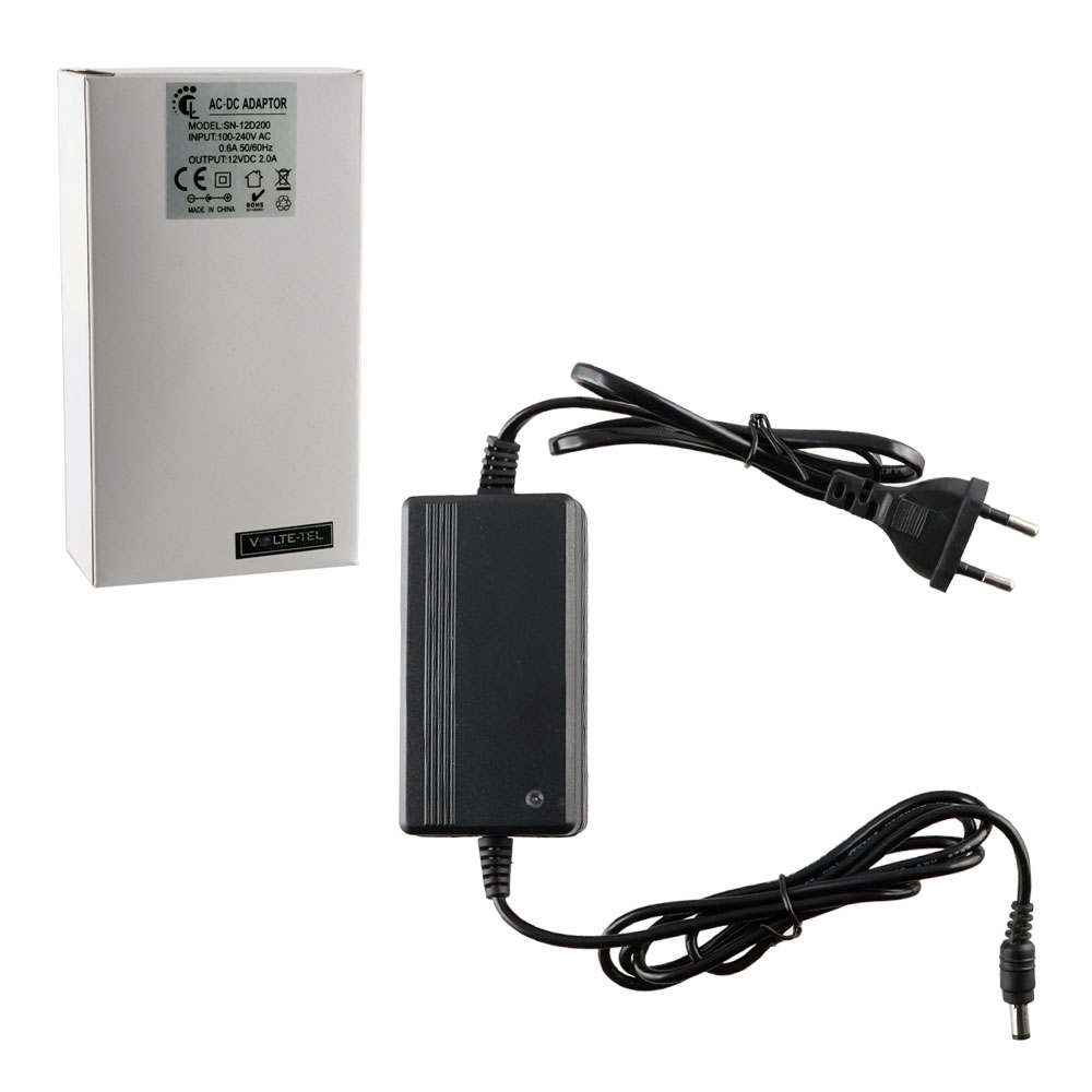 VOLTE-TEL UNIVERSAL ΤΡΟΦΟΔΟΤΙΚO DESKTOP 12V 2A DC CONNECTOR 5,5X2,1mm ME LED