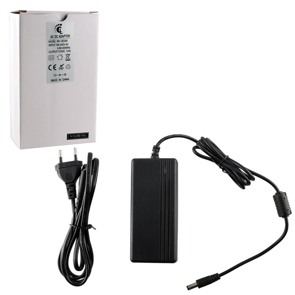 VOLTE-TEL UNIVERSAL ΤΡΟΦΟΔΟΤΙΚO DESKTOP 12V 3A DC CONNECTOR 5,5X2,1mm ME LED