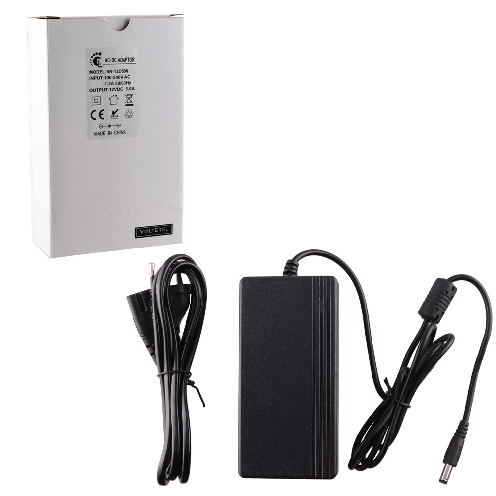 VOLTE-TEL UNIVERSAL ΤΡΟΦΟΔΟΤΙΚO DESKTOP 12V 5A DC CONNECTOR 5,5X2,1mm ME LED
