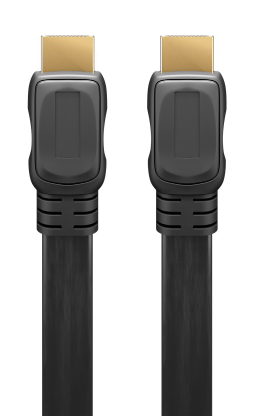 GOOBAY καλώδιο HDMI 2.0 61277, Ethernet flat, 4K/60Hz 18 Gbps, 1m, μαύρο