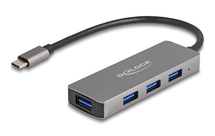DELOCK USB-C hub 63173, 4x USB 3.2 Gen 1 θύρες, 5Gbps, γκρι