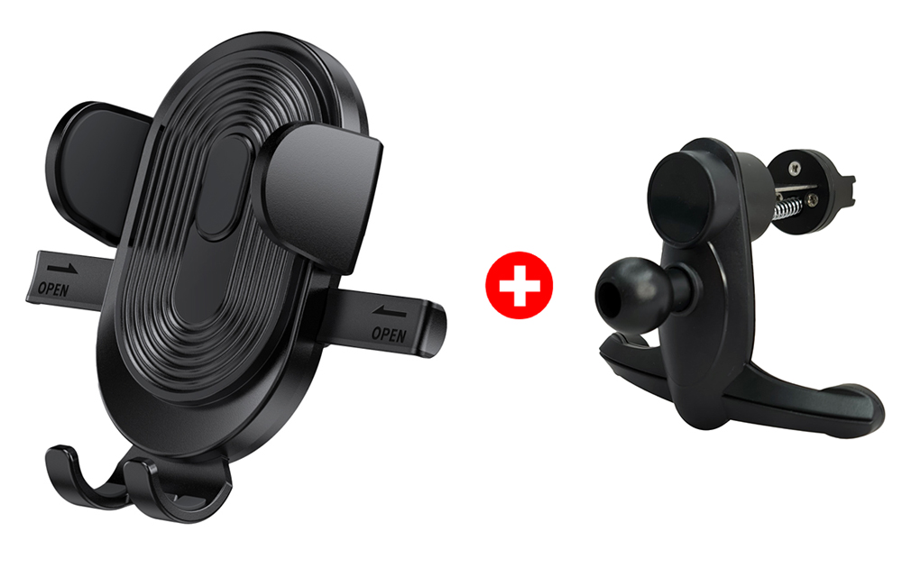 POWERTECH βάση smartphone για αεραγωγό αυτοκινήτου BNDL-0160, μαύρη