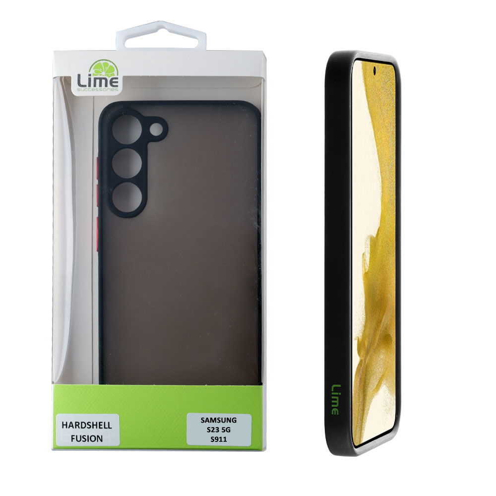 LIME ΘΗΚΗ SAMSUNG S23 5G S911 6.1" HARDSHELL FUSION FULL CAMERA PROTECTION BLACK WITH RED KEYS