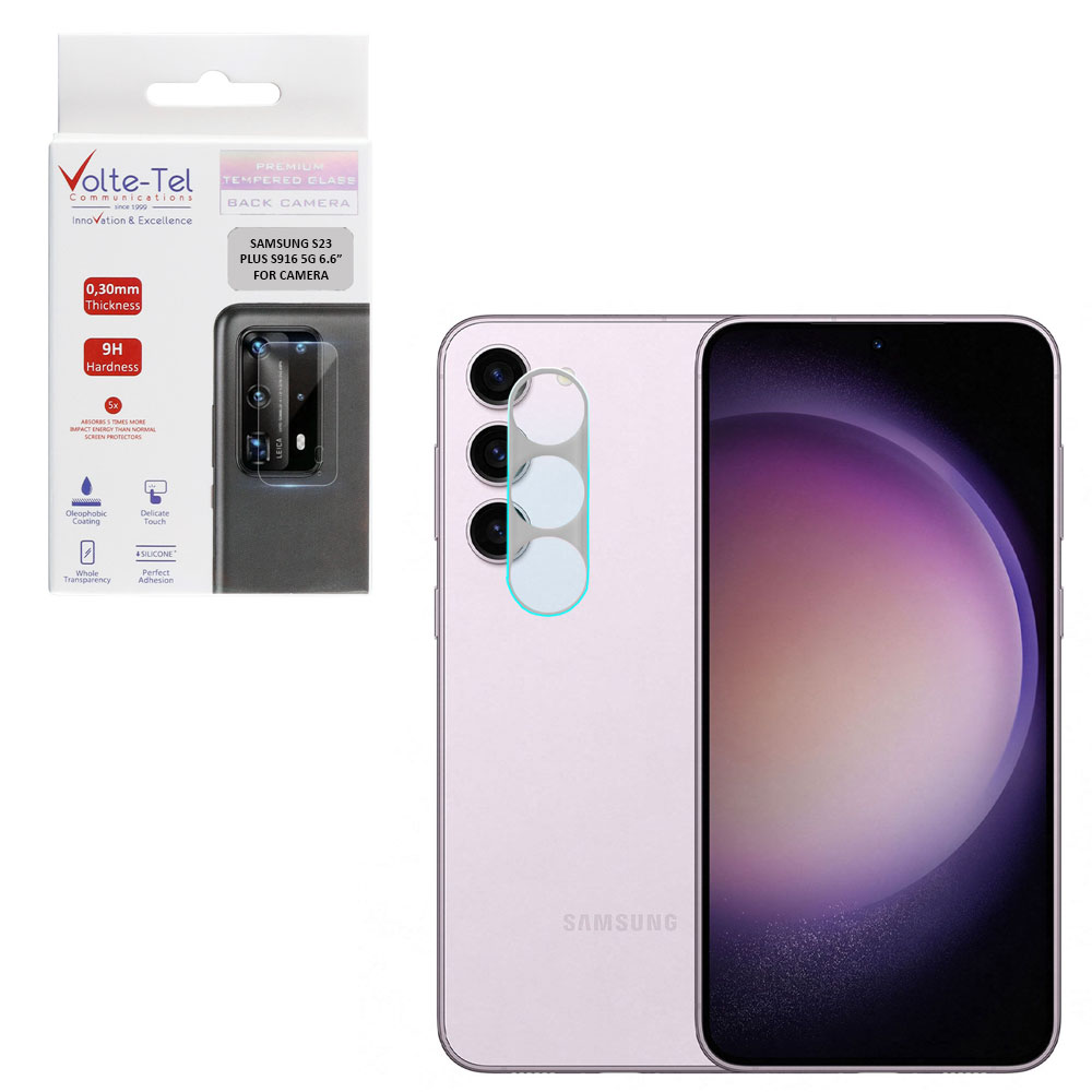VOLTE-TEL TEMPERED GLASS SAMSUNG S23 PLUS 5G 6.6" 9H 0.30mm FOR CAMERA