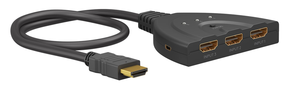 GOOBAY HDMI switch 58488, 3-in σε 1-out, 4K/60Hz, μαύρο