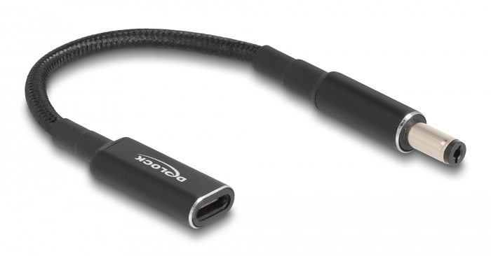 DELOCK καλώδιο τροφοδοσίας 60039, USB-C σε 5.5x2.1mm, 15cm, μαύρο
