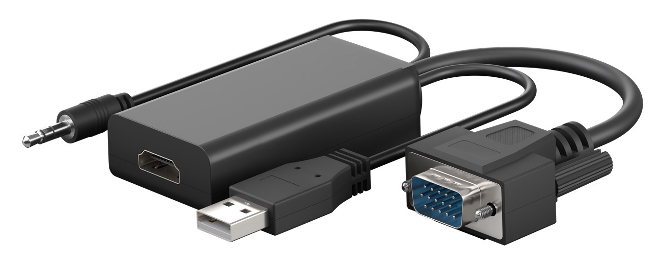 GOOBAY αντάπτορας VGA σε HDMI 61259, 3.5mm Jack, 1080p/60Hz, μαύρος