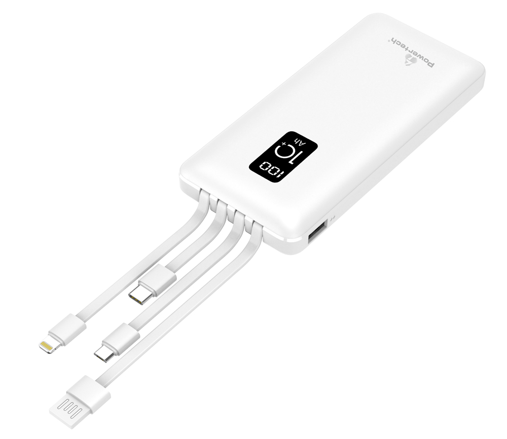 POWERTECH power bank PT-1003 10000mAh, 4x output, 10.5W, λευκό
