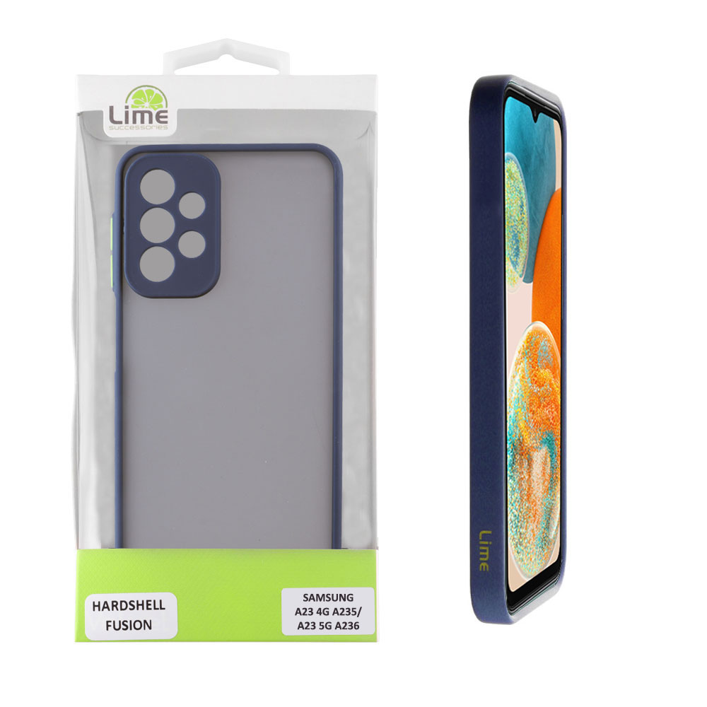 LIME ΘΗΚΗ SAMSUNG A23 4G A235/A23 5G A236 6.6" HARDSHELL FUSION FULL CAMERA PROTECTION BLUE WITH YELLOW KEYS